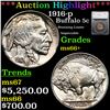 ***Auction Highlight*** 1916-p Buffalo Nickel 5c Graded ms66+ by SEGS (fc)