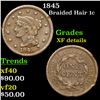 1845 Braided Hair Large Cent 1c Grades xf details