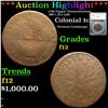***Auction Highlight*** 1786 Copper Vermontensium Colonial Cent RR-7, R-3 LDS 1c Graded f12 By SEGS 