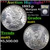 Image 1 : ***Auction Highlight*** 1893-p Morgan Dollar 1 Graded GEM Unc By USCG (fc)