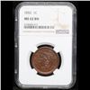 Image 2 : NGC 1852 Braided Hair Large Cent 1c Graded ms62 bn By NGC