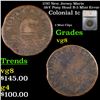 1787 New Jersey Colonial Cent Maris 38-Y 'Pony Head' R-3 Mint Error 1c Graded vg8 By SEGS