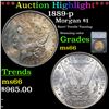 ***Auction Highlight*** 1889-p Morgan Dollar Textile Toned 1 Graded ms66 By SEGS (fc)