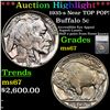 ***Auction Highlight*** 1935-s Buffalo Nickel Near Top POP! 5c Grades ms67 By SEGS (fc)