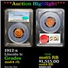 Image 1 : ***Auction Highlight*** PCGS 1912-s Lincoln Cent 1c Graded ms64 rb CAC By PCGS (fc)