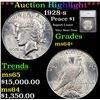 ***Auction Highlight*** 1928-s Peace Dollar 1 Graded ms64+ By SEGS (fc)