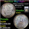 ***Auction Highlight*** 1880-p Morgan Dollar Rainbow toned $1 Graded ms65+ By SEGS (fc)