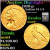 ***Auction Highlight*** 1929-p Gold Indian Quarter Eagle 2.5 Graded ms63+ By SEGS (fc)