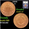 1868 Two Cent Piece 2c Graded Select Unc RD By USCG