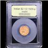 Image 4 : ***Auction Highlight*** 1929-p Gold Indian Quarter Eagle 2.5 Graded Choice Unc by USCG (fc)