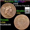 ***Auction Highlight*** 1794 Liberty Cap half cent 1/2c Graded vf20 by SEGS (fc)