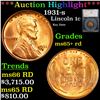 ***Auction Highlight*** 1931-s Lincoln Cent 1c Graded ms65+ rd by SEGS (fc)