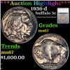 ***Auction Highlight*** 1936-d Buffalo Nickel Near Top POP! 5c Graded ms67 By SEGS (fc)