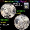 Image 1 : ***Auction Highlight*** 1922-p Peace Dollar 1 Graded ms66 By SEGS (fc)