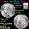***Auction Highlight*** 1934-d Peace Dollar 1 Graded ms66+ By SEGS (fc)