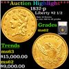 ***Auction Highlight*** 1837-p Classic Head $2 1/2 Quarter Eagle Gold Graded ms62 By SEGS (fc)