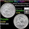 ***Auction Highlight*** 1853-p Arrows & Rays Seated Liberty Quarter 25c Graded au58 By SEGS (fc)