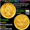 ***Auction Highlight*** 1847-d Gold Liberty Quarter Eagle Dahlonega $2 1/2 Graded ms62 By SEGS (fc)
