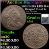 ***Auction Highlight*** 1801 Draped Bust Large Cent S-215 LDS R-4 1c Graded xf45 By SEGS (fc)