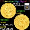 ***Auction Highlight*** 1843-p Gold Liberty Half Eagle 5 Graded ms62+ By SEGS (fc)