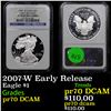 Image 1 : Proof NGC 2007-W Silver Eagle Dollar Early Release 1 Graded pr70 DCAM By NGC