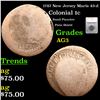 1787 New Jersey Colonial Cent Maris 43-d 1c Graded AG3 by SEGS