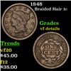 1848 Braided Hair Large Cent 1c Grades vf details