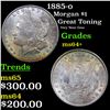 1885-o Morgan Dollar Colorfully Toned 1 Grades Choice+ Unc