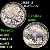 Image 1 : 1938-d Buffalo Nickel 5c Grades Select Unc