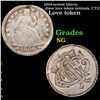 1854 seated liberty dime love token intitials, C.T.C Grades NG