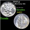 Image 1 : 1942-p Mercury Dime 10c Grades Choice+ Unc