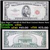 **Star Note** 1953B $5 Red Seal United States Note Grades vf++
