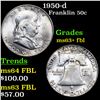 1950-d Franklin Half Dollar 50c Grades Select Unc+ FBL