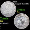 1811 Capped Bust Half Dollar 50c Grades f, fine