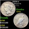 1934-s Peace Dollar $1 Grades vf++
