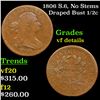 1806 Small 6, No Stems Draped Bust Half Cent 1/2c Grades vf details