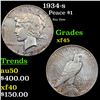 1934-s Peace Dollar $1 Grades xf+