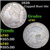 1826 Capped Bust Half Dollar 50c Grades xf