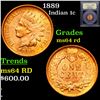 1889 Indian Cent 1c Grades Choice Unc RD By USCG