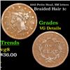 1843 Braided Hair Large Cent Petite Head, SM letters 1c Grades vg details