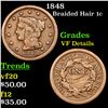 1848 Braided Hair Large Cent 1c Grades vf details