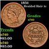 1851 Braided Hair Large Cent 1c Grades xf
