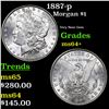 1887-p Morgan Dollar $1 Grades Choice+ Unc