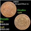 1802 Draped Bust Large Cent 1c Grades vg+