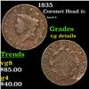 1835 Coronet Head Large Cent 1c Grades vg details