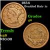 1854 Braided Hair Large Cent 1c Grades g+