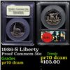 Image 1 : Proof . 1986-S Liberty Modern Commem Half Dollar 50c Graded GEM++ Proof Deep Cameo By USCG
