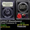 Proof . 1990-P Eisenhower Modern Commem Dollar $1 Graded GEM++ Proof Deep Cameo By USCG