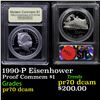 Proof . 1990-P Eisenhower Modern Commem Dollar $1 Graded GEM++ Proof Deep Cameo By USCG