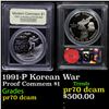 Proof . 1991-P Korean War Modern Commem Dollar $1 Graded GEM++ Proof Deep Cameo By USCG